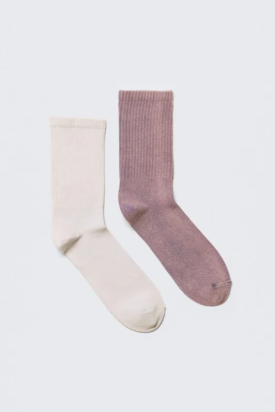 2-Pack Washed Crew Socks – Light Dusty Mole 2-Pack Washed Crew Socks – Light Dusty Mole