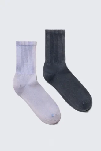 2-Pack Washed Sport Socks – Light & Dark Blue
