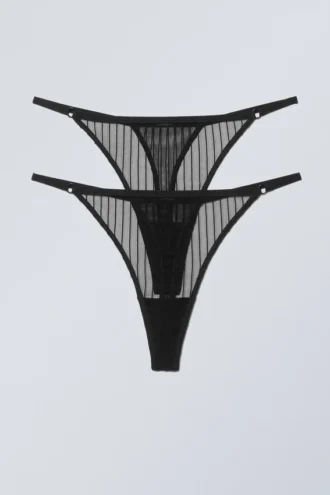 2-Pack Zelda Lace Thong – Black Stripe