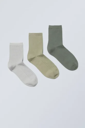 3-Pack Bella Short Sock – Khaki Accent Mix