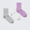 3-Pack Bella Short Sock – Light Grey/White/Lilac 3-Pack Bella Short Sock – Light Grey/White/Lilac