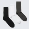 3-Pack Cable-Knitted Crew Socks – Black/White/Grey 3-Pack Cable-Knitted Crew Socks – Black/White/Grey