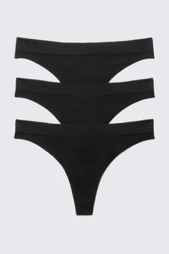 3-Pack Cat Soft Seamless High Rise Thongs – Black