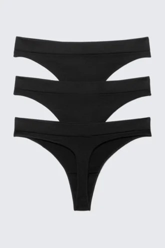 3-Pack Cat Soft Seamless High Rise Thongs – Black