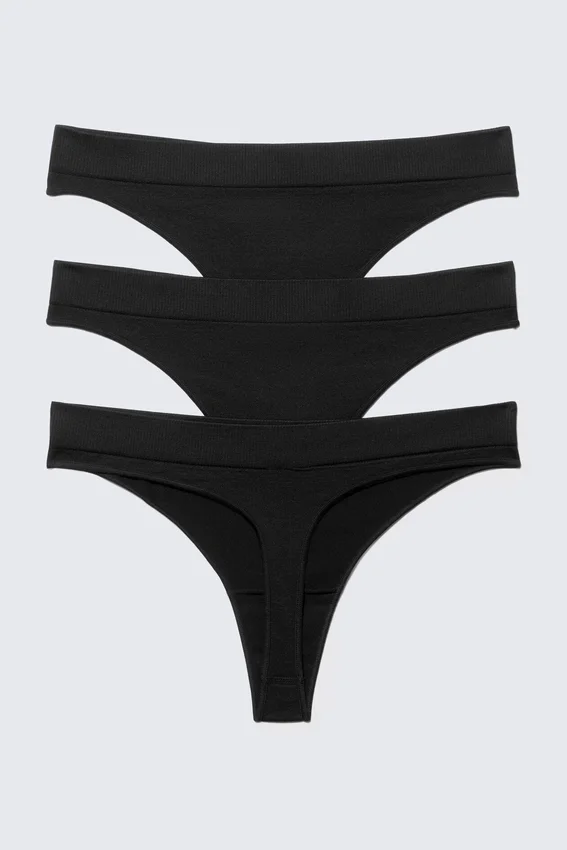 3-Pack Cat Soft Seamless High Rise Thongs – Black 3-Pack Cat Soft Seamless High Rise Thongs – Black