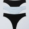 3-Pack Cat Soft Seamless High Rise Thongs – Black & Light Blue 3-Pack Cat Soft Seamless High Rise Thongs – Black & Light Blue
