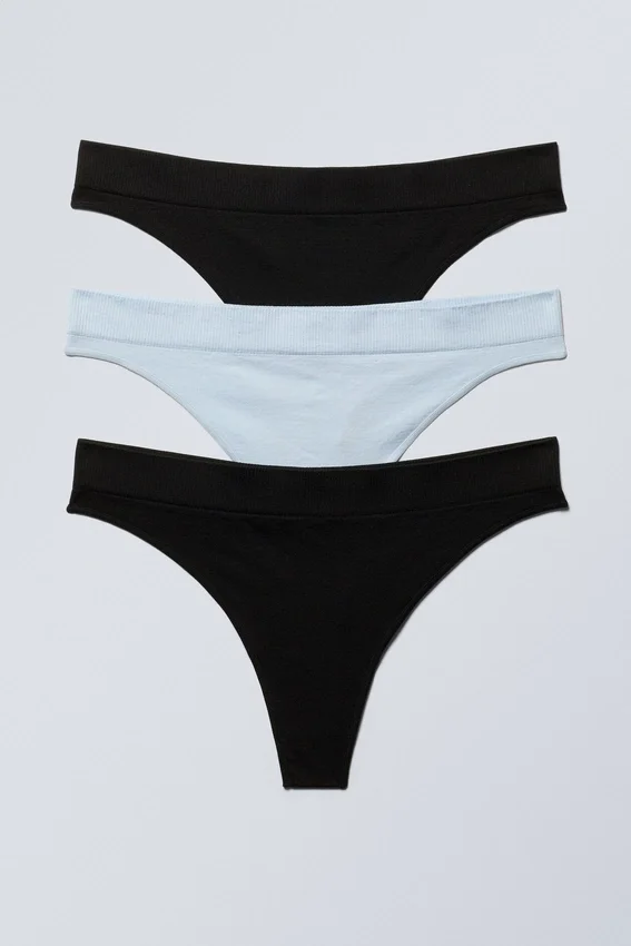 3-Pack Cat Soft Seamless High Rise Thongs – Black & Light Blue 3-Pack Cat Soft Seamless High Rise Thongs – Black & Light Blue
