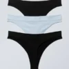 3-Pack Cat Soft Seamless High Rise Thongs – Black & Light Blue 3-Pack Cat Soft Seamless High Rise Thongs – Black & Light Blue