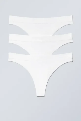 3-Pack Cat Soft Seamless High Rise Thongs – White