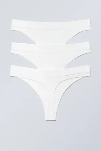 3-Pack Cat Soft Seamless High Rise Thongs – White