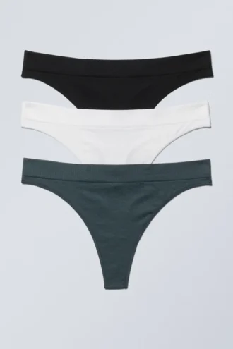 3-Pack Cat Soft Thong – Dark Turquoise, White, Black