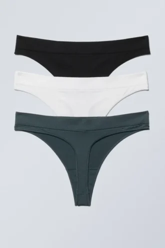 3-Pack Cat Soft Thong – Dark Turquoise, White, Black