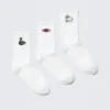 3-Pack Crew Sock – White Embroidered Mix 3-Pack Crew Sock – White Embroidered Mix