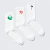 3-Pack Embroidered Crew Socks – White – Embroidered Mix 3-Pack Embroidered Crew Socks – White – Embroidered Mix