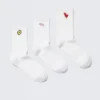 3-Pack Embroidered Socks – White – Embroidered Mix