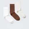3-Pack Fine Socks – White/Brown/Beige 3-Pack Fine Socks – White/Brown/Beige