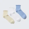 3-Pack Frill Edge Short Socks – Light Yellow/White/Light Blue 3-Pack Frill Edge Short Socks – Light Yellow/White/Light Blue