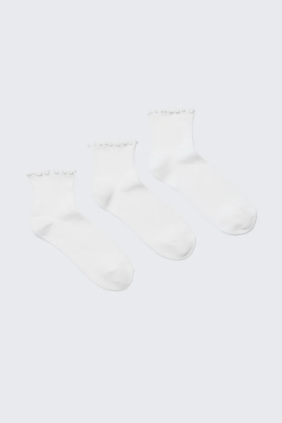 3-Pack Frill Edge Short Socks – White 3-Pack Frill Edge Short Socks – White