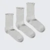 3-Pack Frill Edge Socks – Grey Melange 3-Pack Frill Edge Socks – Grey Melange