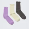 3-Pack Frill Edge Socks – Lilac/Off-White/Dark Grey 3-Pack Frill Edge Socks – Lilac/Off-White/Dark Grey