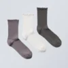 3-Pack Frill Edge Socks – Purple/Off-White/Dark Grey 3-Pack Frill Edge Socks – Purple/Off-White/Dark Grey