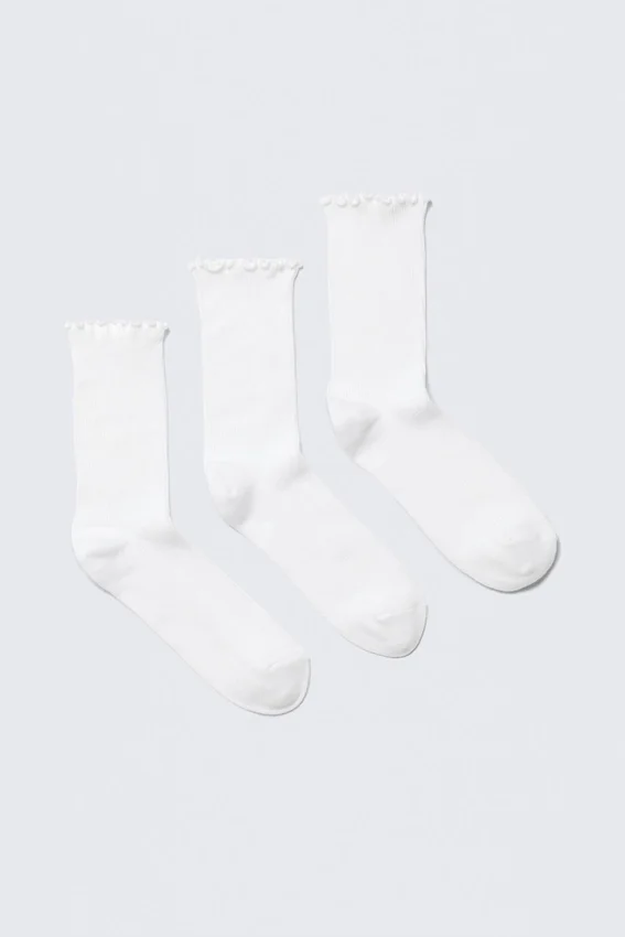 3-Pack Frill Edge Socks – White 3-Pack Frill Edge Socks – White
