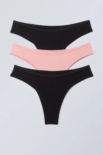 3-Pack Inez Brazilian Cotton Briefs – Black & Light Pink