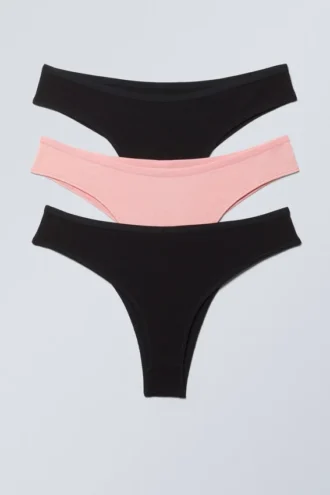 3-Pack Inez Brazilian Cotton Briefs – Black & Light Pink