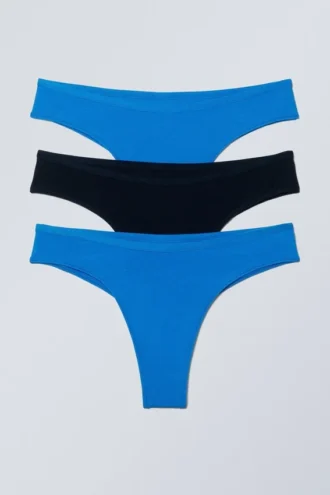 3-Pack Inez Brazilian Cotton Briefs – Bright Blue/Black