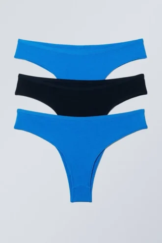 3-Pack Inez Brazilian Cotton Briefs – Bright Blue/Black