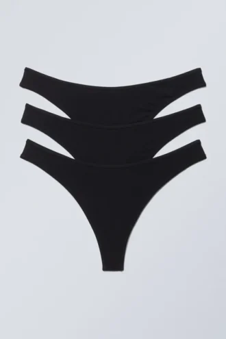 3-Pack Jade Cotton Thong – Black 3-Pack Jade Cotton Thong – Black