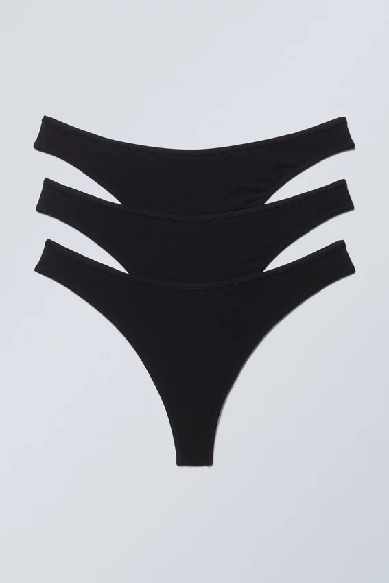 3-Pack Jade Cotton Thong – Black 3-Pack Jade Cotton Thong – Black