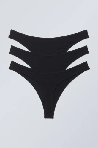3-Pack Jade Cotton Thong – Black 3-Pack Jade Cotton Thong – Black