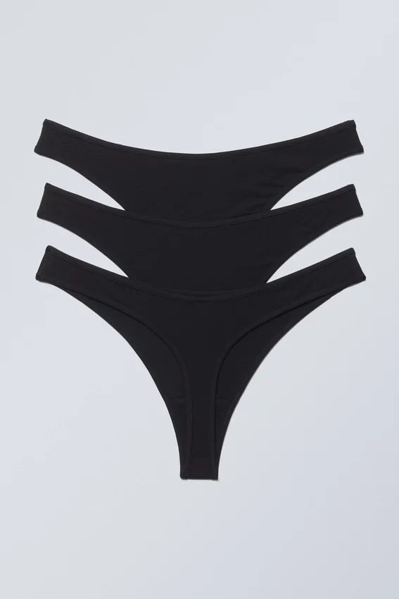 3-Pack Jade Cotton Thong – Black 3-Pack Jade Cotton Thong – Black