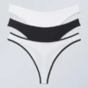 3-Pack Jade Cotton Thong – Black White 3-Pack Jade Cotton Thong – Black White
