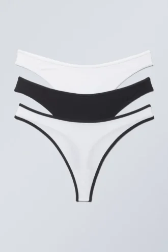 3-Pack Jade Cotton Thong – Black White
