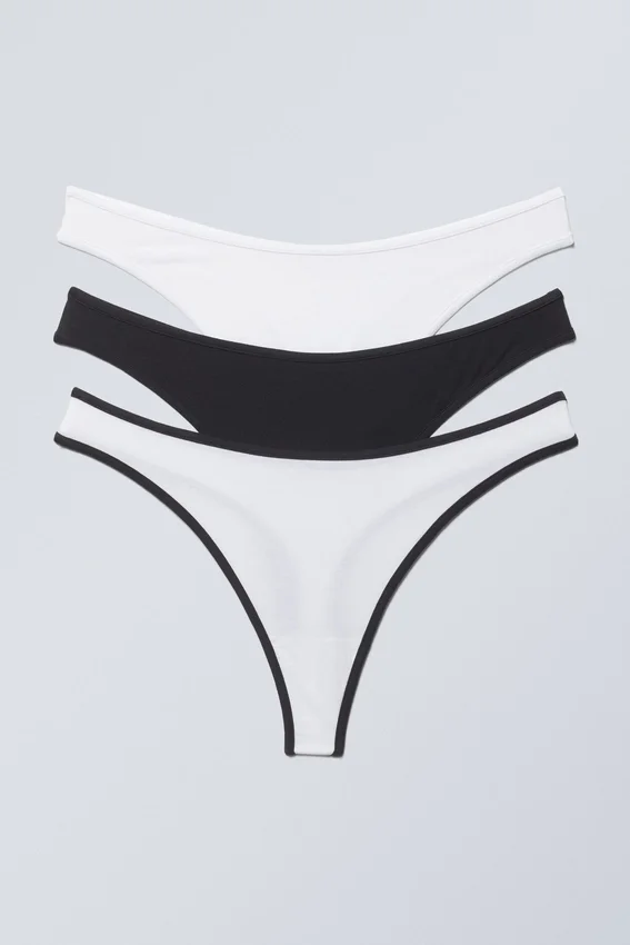 3-Pack Jade Cotton Thong – Black White 3-Pack Jade Cotton Thong – Black White