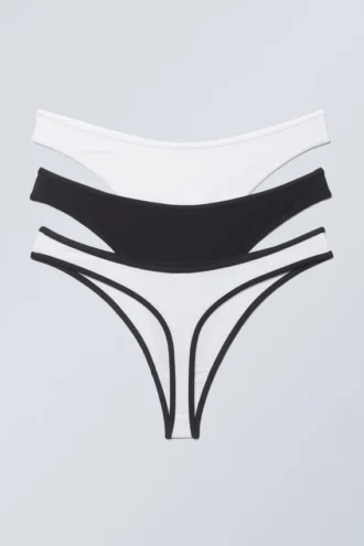 3-Pack Jade Cotton Thong – Black White