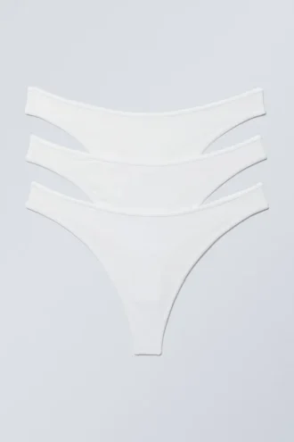 3-Pack Jade Cotton Thong – White