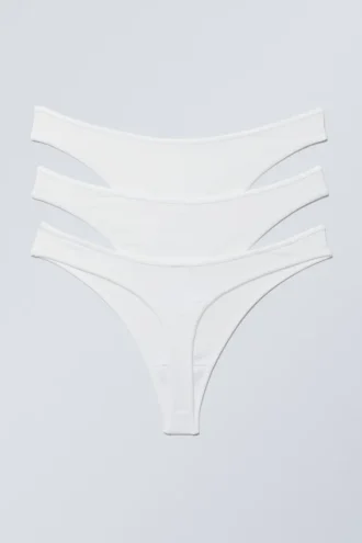 3-Pack Jade Cotton Thong – White