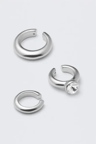 3-Pack Mixed Ear Cuffs – Silver