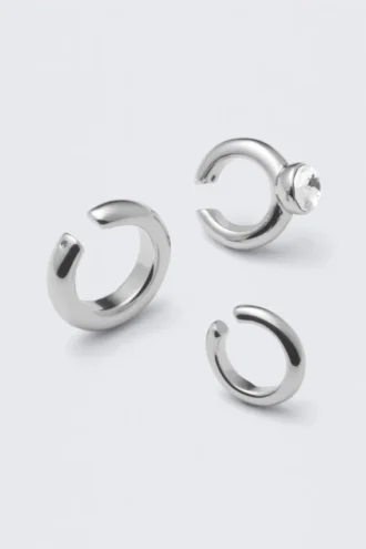 3-Pack Mixed Ear Cuffs – Silver