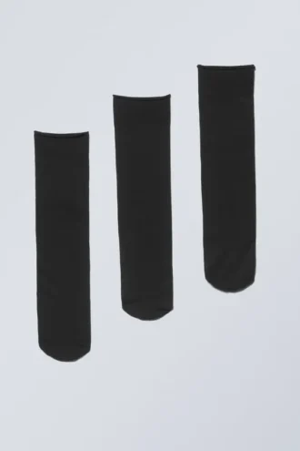 3-Pack Nylon Rib Socks – Black