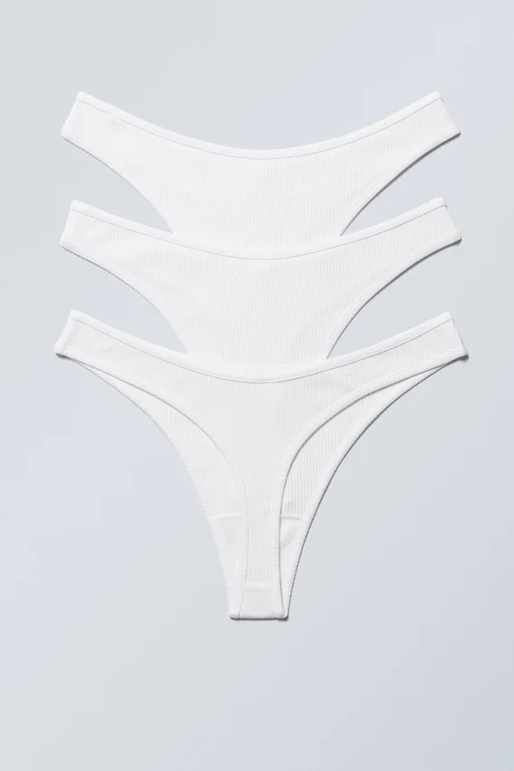 3-Pack Rib Cotton Thongs – White 3-Pack Rib Cotton Thongs – White