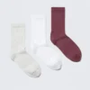 3-Pack Rib Socks – Grey/White/Dark Pink 3-Pack Rib Socks – Grey/White/Dark Pink