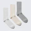 3-Pack Rib Socks – White/Beige/Grey 3-Pack Rib Socks – White/Beige/Grey