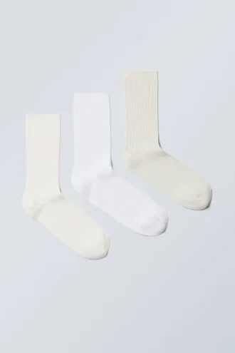 3-Pack Rib Socks – White Mix
