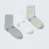 3-Pack Ribbed Ankle Socks – Blue/White/Grey 3-Pack Ribbed Ankle Socks – Blue/White/Grey
