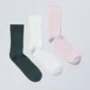 3-Pack Ribbed Crew Socks – Blue White Pink 3-Pack Ribbed Crew Socks – Blue White Pink