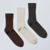 3-Pack Ribbed Crew Socks – Dark Red/Light Beige/Dark Grey 3-Pack Ribbed Crew Socks – Dark Red/Light Beige/Dark Grey